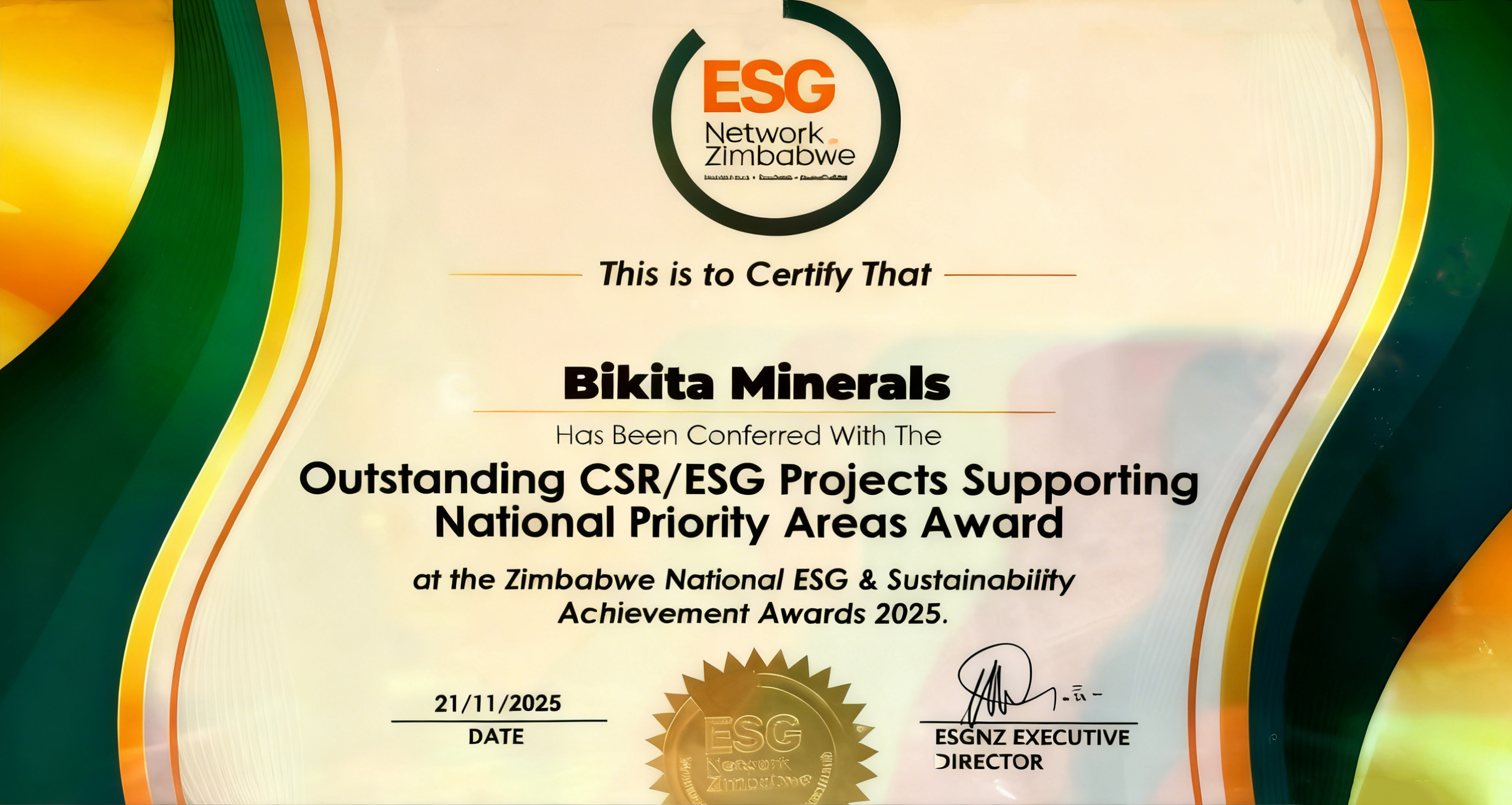 中礦資源比基塔礦業(yè)榮獲津巴布韋 2025 年度ESG 三項(xiàng)獎勵(lì) | 可持續(xù)發(fā)展再獲認(rèn)可